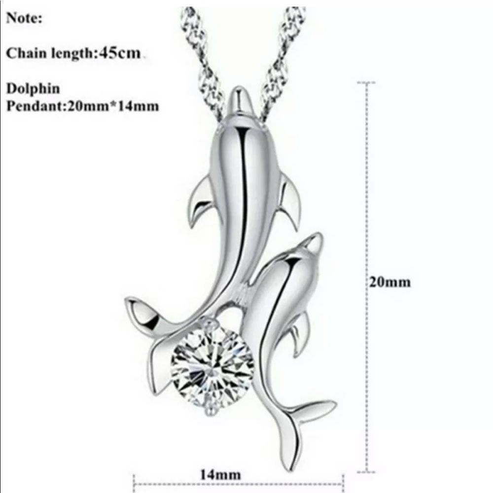 Dolphin Rhinestone Necklace - Picture 5 of 8